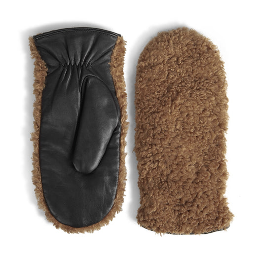 EllyMBG mittens. Brown with black. Fur in recycled polyester. Marberg