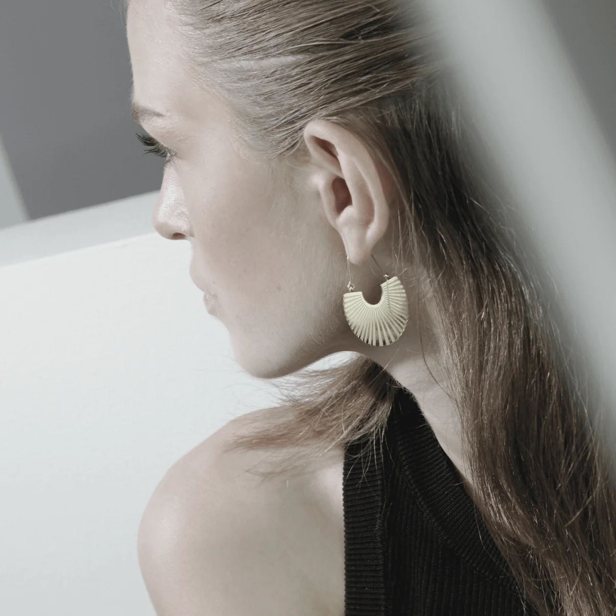 Courage Waterproof Ripple Fan Statement Earrings. Silver plating. Dansk Copenhagen