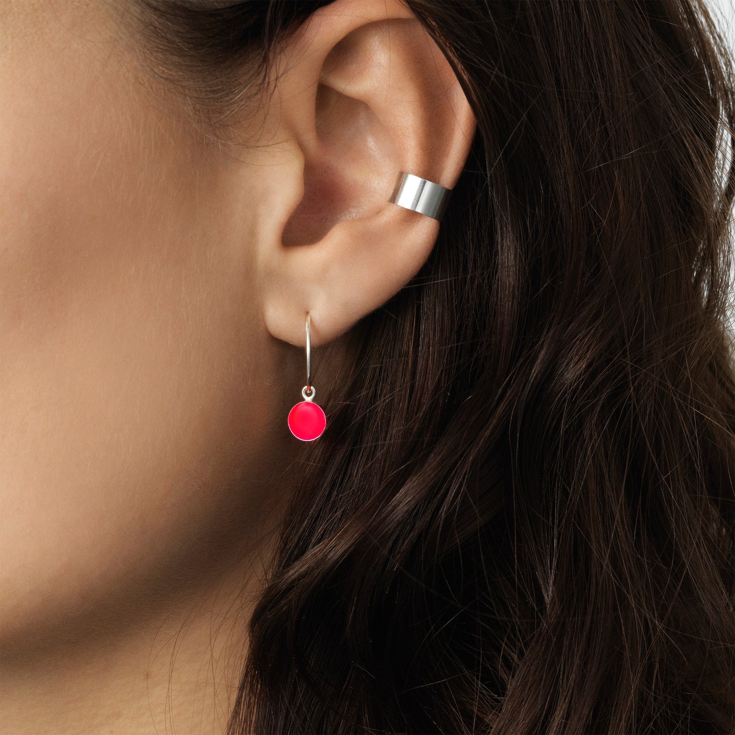 Sign creol earrings. Neon orange. Sterling silver. Scherning Copenhagen