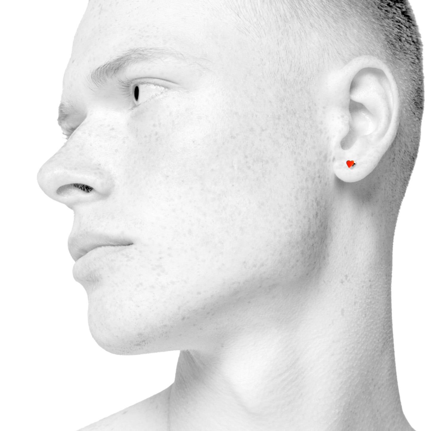 Sign Heart Nano Ohrringe. Neonrot-Orange. Sterlingsilber. Scherning Copenhagen