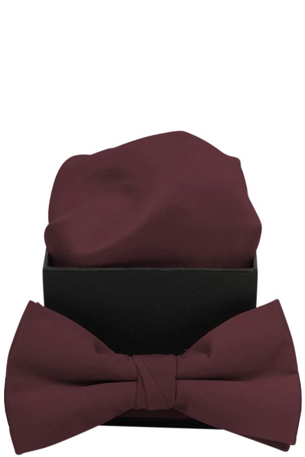 Modern bow tie with matching decorative cloth. Red wine. Connexion Tie