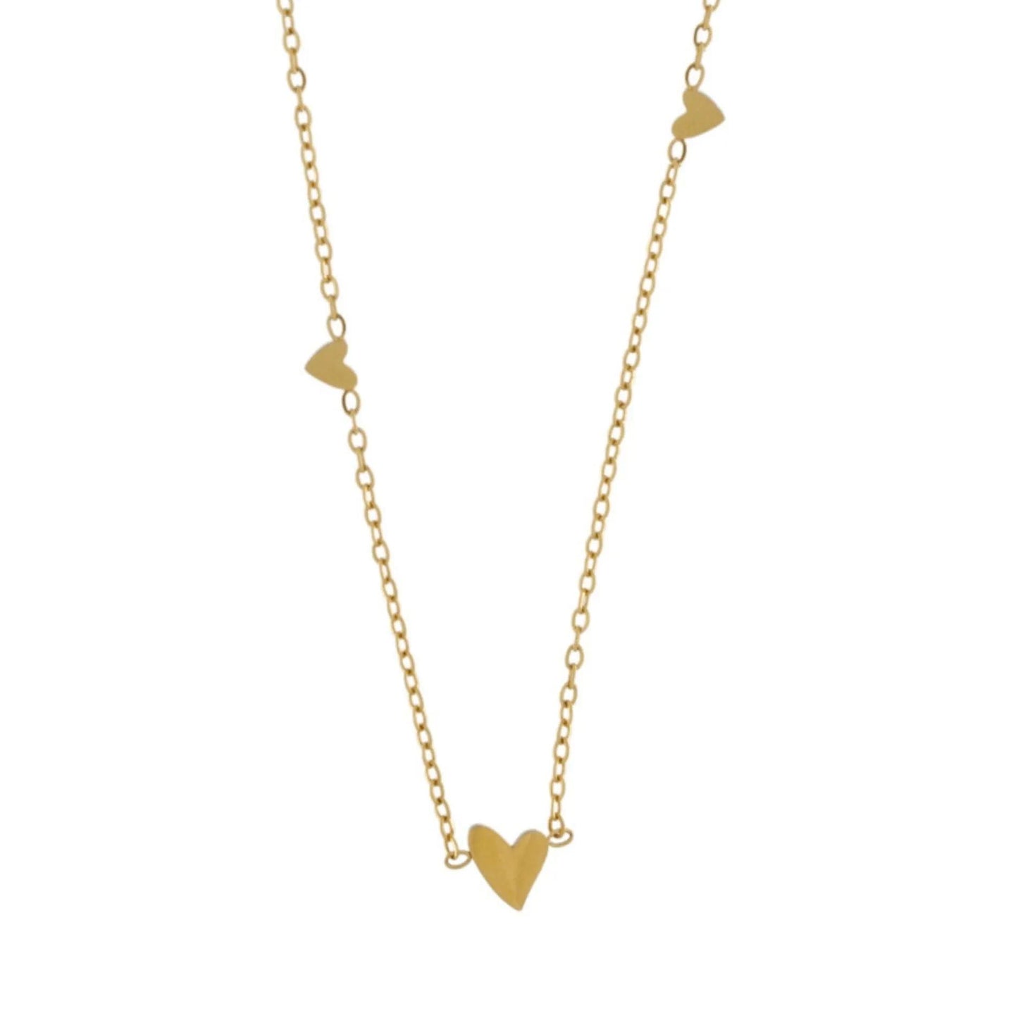 Love Waterproof 3 Mini Heart halskæde. 18K guld plating. Dansk Copenhagen