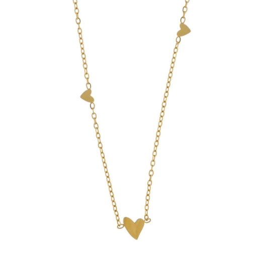 Love Waterproof 3 Mini Heart halskæde. 18K guld plating. Dansk Copenhagen
