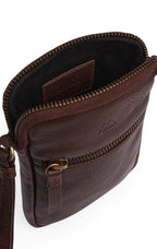 RiverMBG Mini crossbody. Unisex.Vintage. Brun og guld. Læder. Markberg