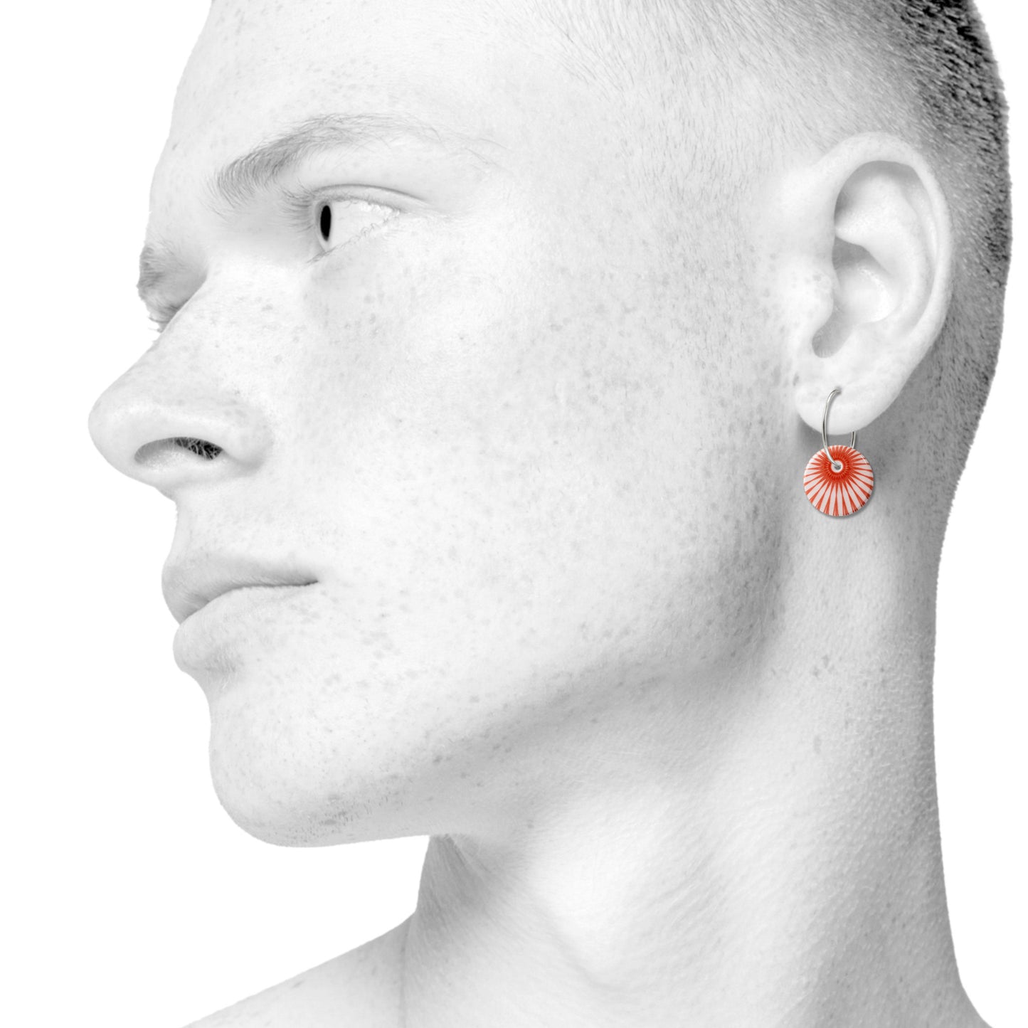 Splash creole earrings. Coral red. Sterling silver. Scherning Copenhagen