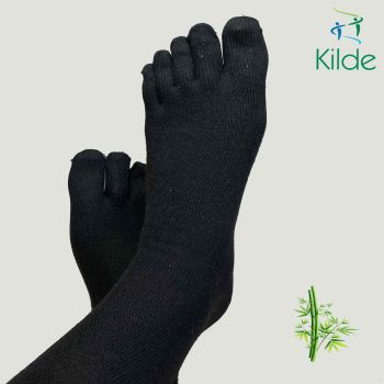 Comfort Bamboo terapeutiske strømper med adskilte tæer. Unisex. Tynde. Sort. Kilde  Reflex Wear