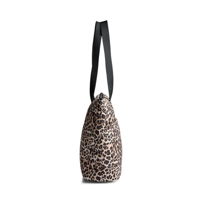 PerryMBG Shopper bag with leopard prints. Black and beige. Recycled polyester. Markberg