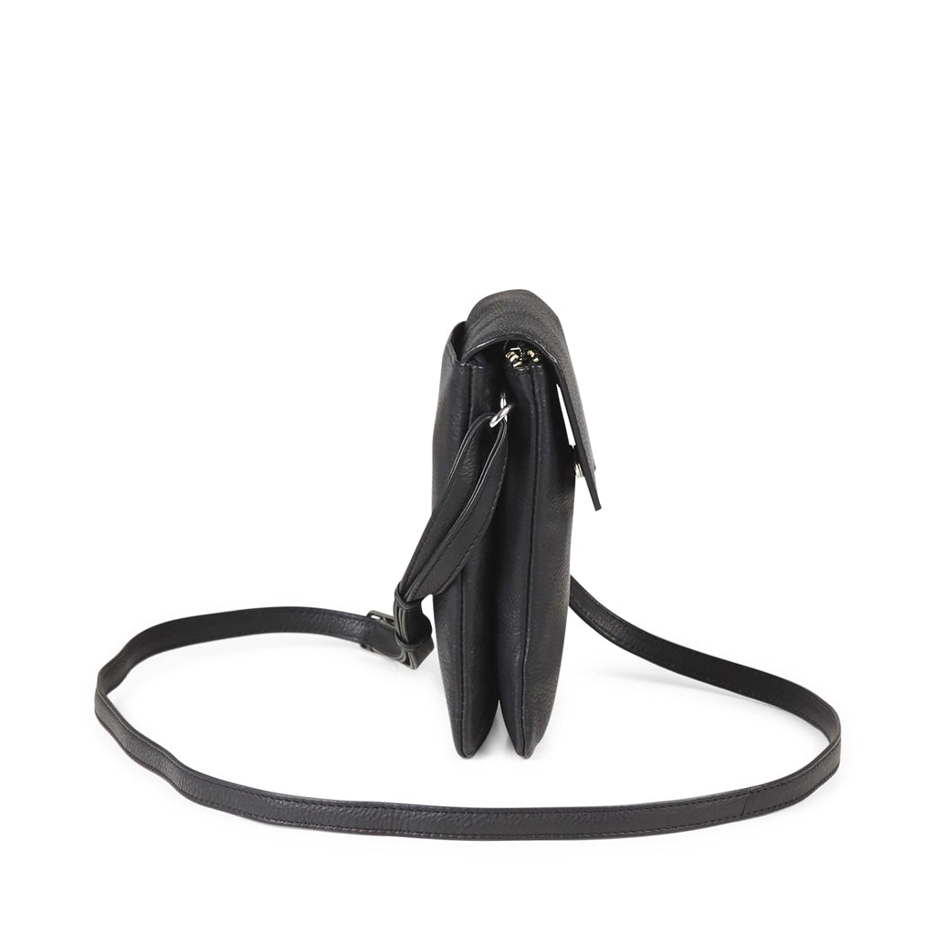 Crossbody mobiltaske Mara. Sort læder