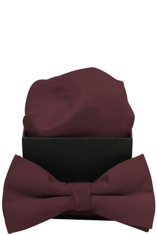 Modern bow tie with matching decorative cloth. Red wine. Connexion Tie