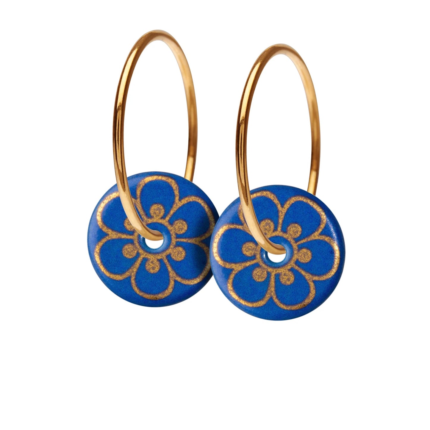 Flora lille creol øreringe. Royal blue. Forgyldt sterling sølv. Scherning København
