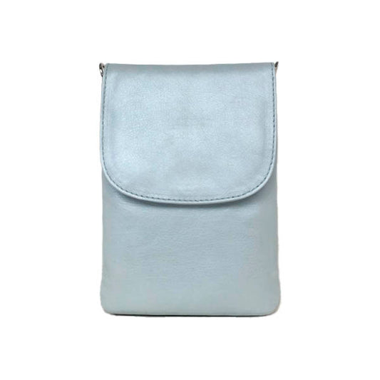 Mobile bag with strap Skagen. Genuine leather. Light blue mint. Cosystyle