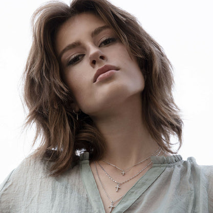 Schimmernde Kreuz-3-in-1-Halskette. Vergoldet. Dänisches Kopenhagen