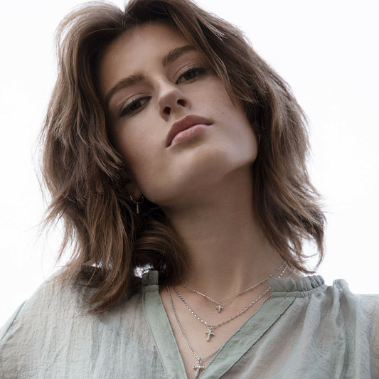 Schimmernde Kreuz-3-in-1-Halskette. Vergoldet. Dänisches Kopenhagen