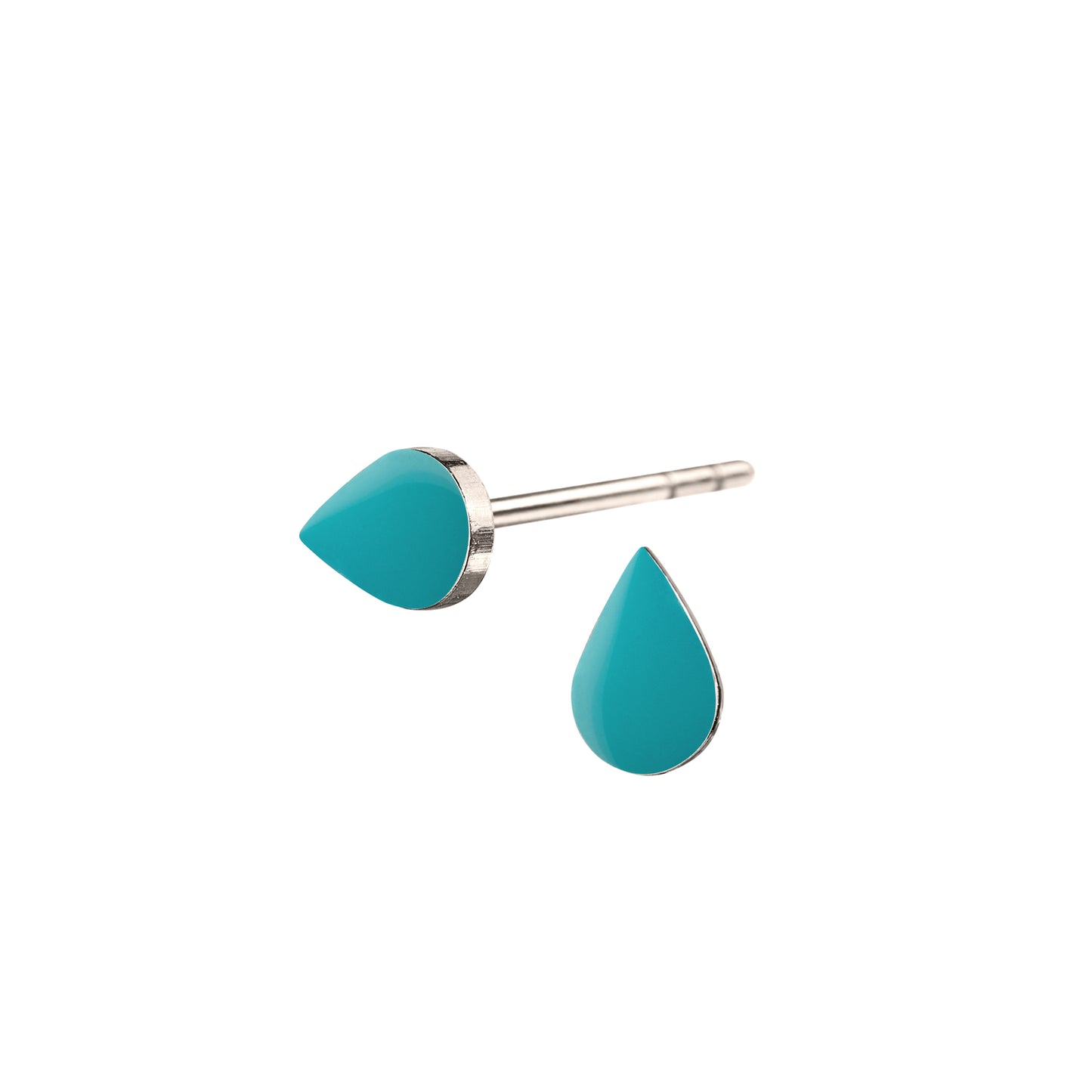 Spot ear studs. Tiny Drop. Silver. Aquamarine green. Scherning Copenhagen