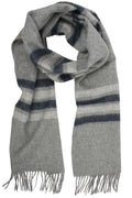 Winterschal für Herren. Blau und Grau. 100 % Wolle. Verbindungsbinder