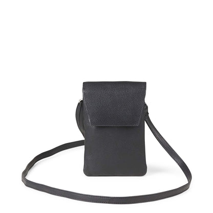 Crossbody mobiltaske Mara. Sort læder